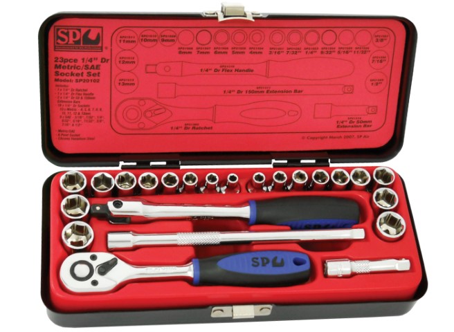 SP - 23PC 1/4 DR 6PT METRIC/SAE SOCKET SET